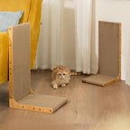 Cardboard Cat Scratcher, 26" L-Shaped Scratch Pad, Vertical Wall-Leaning Scratching Board to Protect Furniture for Indoor Cats,Wood Grain Jumbo