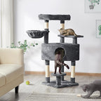 Topeakmart 46'' Cat Tree Cat Tower, with Thicker Scratching Posts, Larger Plush Perch, Spacious Condo, Basket, Multi-Level Cat Condo Furniture for Indoor Cats Kitty Pet Play House