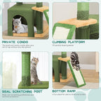 YITAHOME 37in Tall Cactus Cat Tree Tower: Cute Kitten Climbing Tower with Self-Grooming Brush, for Indoor Cats with Kitty Condo Plush Platform Hammock Sisal Scratching Posts Dangling Ball