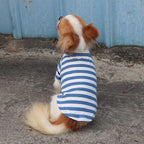 LOPHIPETS 100% Breathable Cotton Striped Dog Tee Shirt T-Shirt for Small Dogs Chihuahua Puppy Clothes -Blue and White Strips/XL