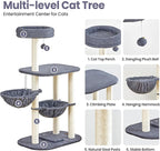 Small Cat Tree Tower with Lots of Scratching Posts - 42 Inch Medium Compact Cats Scratch House with Hammock Perch for Multi Level 2 Kitty - Indoor Corner Cat Bed Condo Climbing Gym Towers Furniture