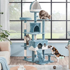 Yaheetech Cat Tree, 72.5inch Ocean-Themed Cat Tower, Multi-Level Large Cat Tree for Indoor Cats with Shark's Mouth Bed & 2 Big Condos & 2 Wide Perches & Funny Toys, Blue & White