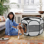 Pet Cat Playpen for Indoor Cats Enclosed, Puppy Dog Play Pen for Outdoor Travel Camping (Small Size, Light Grey)