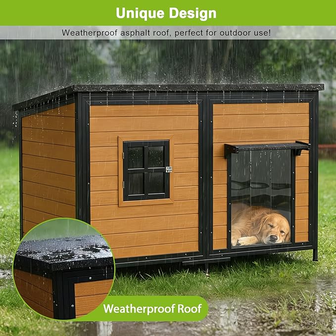 59" Dog House, Extra Large Dog House with Weatherproof Roof for Outdoor Use, Easy to Install and Clean, Anti-Chewing Metal Frame Design for Small Medium Large Dogs