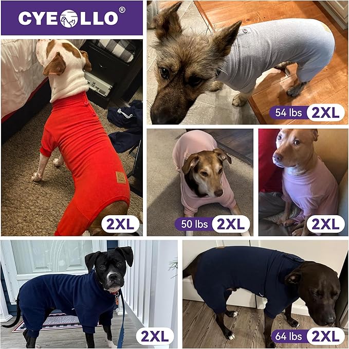 cyeollo Warm Dog Pajamas Winter Coats Fleece Dog Pjs Stretchy Turtleneck Thermal Pet Clothes Medium Dogs Pajamas for Cold Weather, Red 2XL