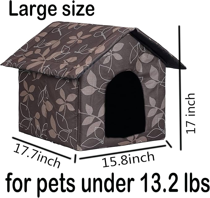 Cat Houses for Outdoor Cats Outdoor Houses for Feral Cats Cat House with Weatherproof Canvas Roof Stray Shelter (Cat House Brown, Large-Houses)