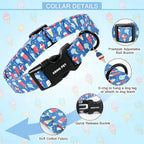 ARING PET Summer Dog Collar, Cute Blue Ice Pop Ice Cream Pet Collars for Puppy Small Medium Large Female Girl Dogs-L, for Daily Walking Training Beach Outdoor Play
