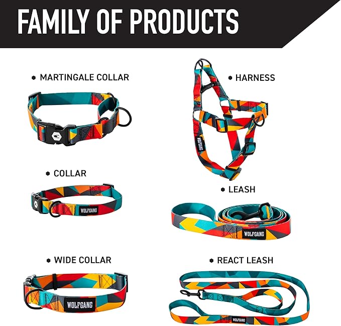 Wolfgang Heavy Duty, Adjustable Dog Collar with Quick Release Nylon Buckle for Walking & Training, ShatterShapes Print, Medium