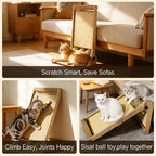 L-Shaped Cat Scratcher with Dual Sisal & Carpet Surfaces Reversible Vertical & Horizontal Scratching Board for Indoor Cats, Furniture & Wall Protector, Large Durable Modern Cat Scratcher Pad