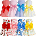 Sanwuta 8 Pieces Dog Bowknot Dresses Puppy Clothes Outfits Princess Dresses Soft Lightweight Summer Fruit Floral Pattern Pet Skirts for Girl Puppy(Cute,XX-Large)