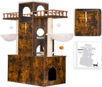 Heybly Cat Tree with Litter Box Enclosure for Indoor Big Cat, Cat Tower for Large Cats 20lbs Heavy Duty, Modern Cat Condo Furniture with Scratching Posts, Rustic Brown HCT110SR