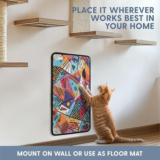 The Cat Ladies Scratching Poster - Wall Scratcher Pads - Scratch Mat Art Print for Indoor Cats - Furniture, Couch, and Carpet Protector - Wall Mounted or Floor Sisal Scratchers