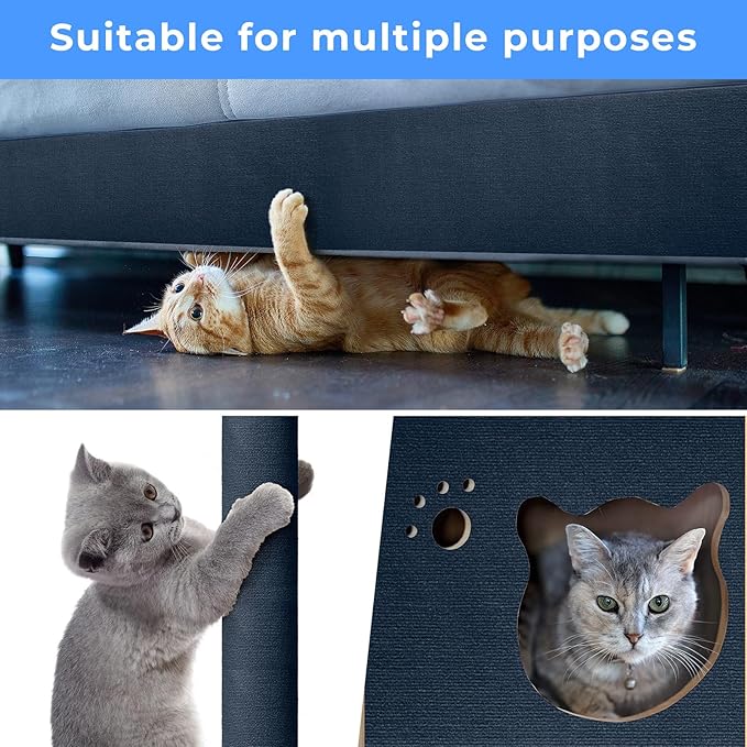 Cat Scratch Furniture Protector Couch Protector from cat Claws Self-Adhesive Carpet remnants Scratching Mat Trimmable DIY Climbing Covering Posts 78.7" x 15.8" Grey