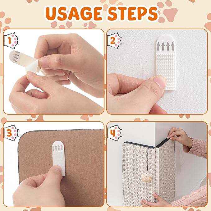 Aliceset 2 Pack 17.25 x 13 Inch Self Adhesive Wall Mounted Cat Wall Corner Scratcher Pad for Indoor Cat Kitten Scratcher Cardboard for Protector Furniture Couch Sofa with Ball Toy and Adhesive Tapes