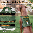 rabbitgoo Dog Harness Small Sized No Pull, Tactical Service Pet Vest with Molle and Control Handle, Adjustable and Reflective Military Harness for Easy Walking and Training, Green, S