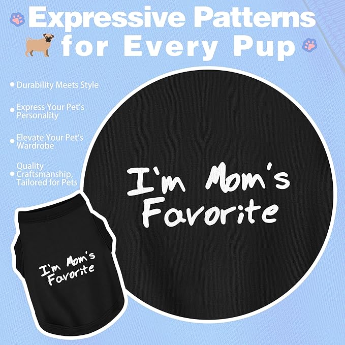 Cozy Sleeveless Canine Wear Dog Clothes, Soft, Lightweight, and Breathable Cotton Dog Shirt with I'm Mom's Favorite Print.Vest Tank Top Ideal for Small, Medium, and Large Breeds Light Pink 3XL