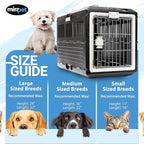 Pet Carrier with Pad, 26.4"Lx15.3"Wx18.8"H - Collapsible Travel Kit for Medium Cats & Dogs, Hard Plastic Wall Kennel for Indoor/Outdoor Use