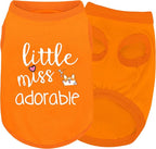 Cotton Dog Shirt with 'Little Miss Adorable' Corgi Head Print, Soft & Breathable Pet Apparel for Small, Medium, and Large Dogs, All-Season Sleeveless Vest, Cute and Comfortable Dog Outfit.Orange XS
