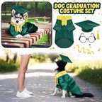 5 Pcs Dog Graduation Costume Set Include 2026 Pet Graduation Gown with Stole Puppy Grad Cap Lensless Glasses DIY Letter Stickers for Dogs Cats Holiday Costume Accessory(Green Yellow,S)