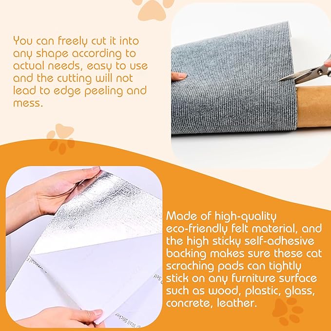 78”x15.8” Trimmable Cat Scratching Post Carpet Cover Cat Scratcher Mat Self-Adhesive Tree Shelves Replacement Parts Mat Cat Scratcher Couch Furniture Protector for Indoor Cats (78.8"*15.8",Dark Grey)