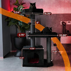 Gothic Cat Tree-Spooky Cat Tree with Coffin Bed,Cat Condo,Thick Scratching Post for Halloween