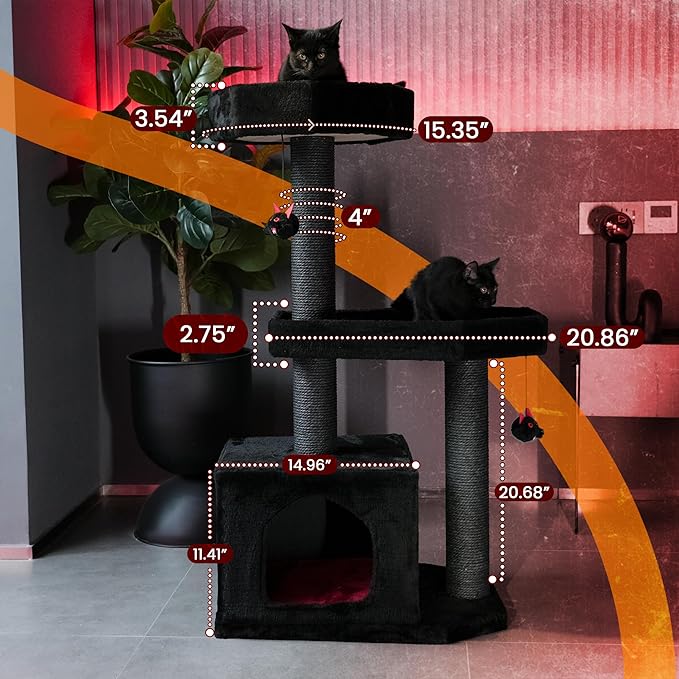 Gothic Cat Tree-Spooky Cat Tree with Coffin Bed,Cat Condo,Thick Scratching Post for Halloween