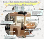 28.4" Small Cat Tree Tower,Cat Scratching Post for Indoor Cats,Featuring with Cat Cave & Cozy Perch,Cat Self Groomer and Interactive Dangling Ball Great for Kittens/Cats (Beige, Large)