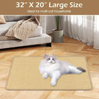 PETSITE Cat Scratcher Mat, Natural Sisal Scratching Mats, Horizontal Cat Floor Scratching Pad Rug with Adhesive Hook Loop Tapes (4, 31.5 x 19.69 in)