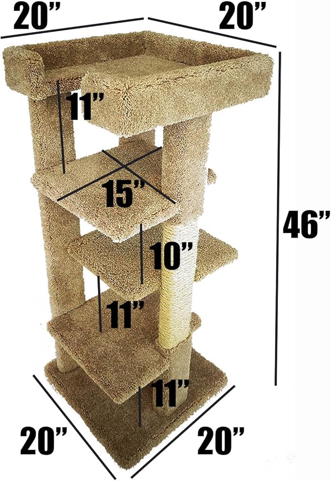 New Cat Condos 120008-Beige 4 Level Large Cat Tree