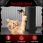 Gothic Cat Scratching Post with Spider Dangling Toys for Indoor Cats, Sisal Scratch Pole, Durable Monster-Themed Scratch Post, Suitable for Kittens and Large Cats, Black