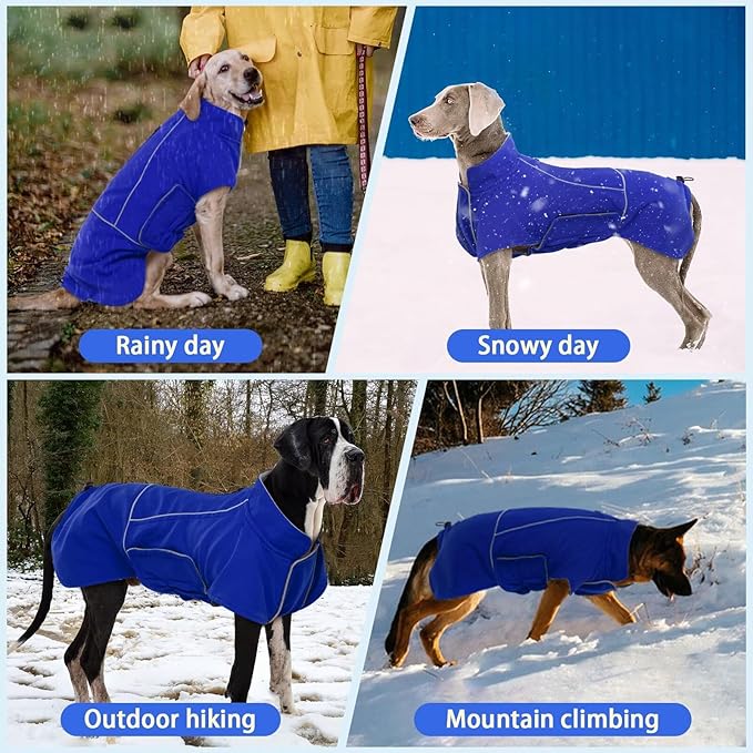 MIGOHI Dog Snow Jacket,Large Dog Winter Coat,Winter Jackets for Dogs,Fleece Jacket for Dogs Boy Girl,Pet Clothes for Hiking Camping,Corgi,Shibainu,L,Blue