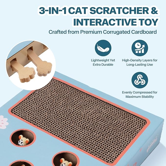 PAWISE Cat Scratcher – Reversible Cardboard Scratching Pad, Durable Cat Scratch Bowl & Bed, Interactive Scratcher for Indoor Cats & Kittens (10X2.4X13.8)