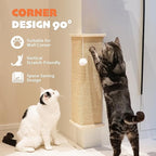 PETKARAY Sisal Corner Cat Scratcher, 22" Large Cat Wall Scratcher, Scratching Post for Indoor Cats, Wall Mounted Sisal Scratch Pad with Toy Ball