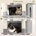 Globlazer XXL Giant Cat Tree, 83 Inch Heavy Duty Tall Cat Tower for Indoor Cats Large Adult, Multi-Level Large Cat Condo with 8 Scratching Posts, Hammock, 2 Cat Caves, 2 Platform, F83B, Light Grey