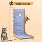 Felt Cat Scratcher for Indoor Cats, 26.8 Inches L Shape Scratching Board Vertical Cat Scratch Post with Fluffy Ball Hanging, Scratch Resistant Felt Cat Scratching Pad, Blue