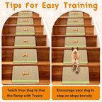 JoyBlooms Dog Ramp for Stairs for Small & Senior Dogs Cats, 40D Density Foam Gentle Slope Non-Slip Dog Stair Ramp with Glow Strip, Pet Ramp with Removable Washable Cover Brown-2pcs