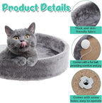 2 Pcs 13.39 Inches Semi Edged Cat Tree Replacement Parts Cat Tree Tower Accessories with Hanging Elastic Strings Pom Pom Toys for Platform Perch Shelves(Gray)