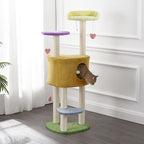 CTR1002A Aisling 51" 4-Tier Modern Sisal Heart Cat Tree with Scratching Posts, Napping Perch, and Dangling Toys, Multi