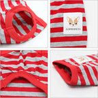 LOPHIPETS 100% Cotton Striped Dog Shirts for Small Dogs Chihuahua Puppy Clothes Tank Vest-Red and Gray Strips/XL