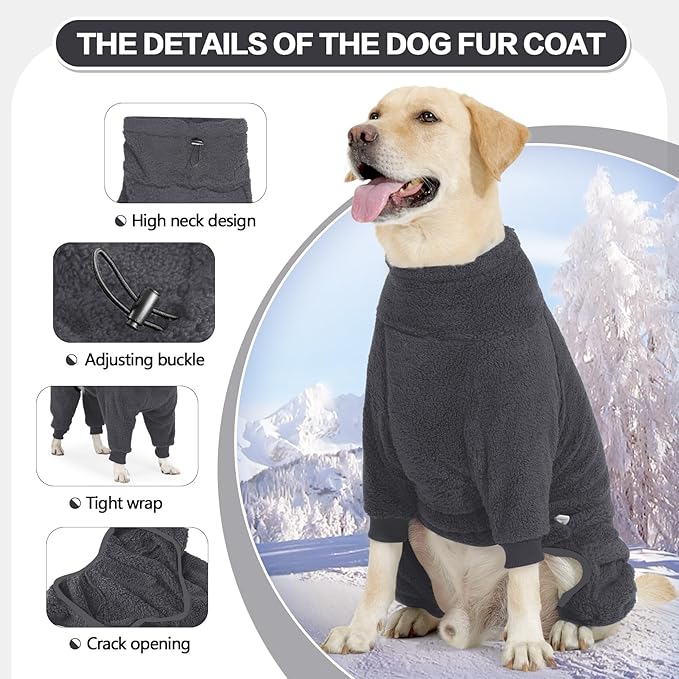 Fleece Dog Sweater for Small Medium Large Dog for Run Walk Sleep Pet Winter Jacket & Windproof Clothes Coat Medium Grey