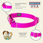 Country Brook Petz - Martingale Dog Collar - Heavy-Duty Training Collar with No Buckle - Service Dog Collar for All Pups - 10+ Cool Colors (Fuchsia, 3/4 Inch, Small)