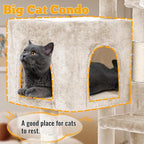 BLKMTY 36" Cat Tree, Cat Tower Indoor Cats Condo Climber w/Scratching Post Cats Climbing Stand w/Plush Top Perch Playhouse Kitty Activity Trees w/Hammock, Beige