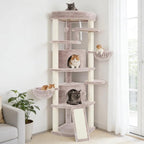 Corner Cat Tree for Indoor Cats, Cat Tower with All Sisal Scratching Posts, Multi-Level Cat Condo wth 2 Large Cat Caves, Big Top Perch, 2 Hanging Baskets, Sisal Ramp, Mushroom GCT035MU