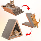 3-Sided Vertical Cat Scratching Post, Cat Scratcher Foldable, Triangle Cats Scratching Board, Multiple Angle Scratch Pad, 6 Usable Sides Recyclable Scratcher Cardboard for Indoor Cats (Pack of 3)