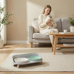 Raised Dog Feeder Bowl Stand - Elevated Dining Table for Small and Medium Dogs and Cats - Fits Food and Water Dish up to 6" Diameter - Milky White (Bowls Not Included)