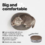 Cat Scratcher Bed – 16.5" x 13" Premium Scratch Lounge Bed Made from Recycled Corrugated Cardboard, Oval Cat Couch with Natural Catnip for Indoor Cats, Scratching Bed for Cats, Protect Furniture