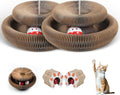 2pcs Cat Toy Scratch Board - Foldable Accordion Cat Scratching Board with Bell Ball - Interactive Cardboard Scratcher cat Toys for Engaging Play