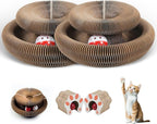 2pcs Cat Toy Scratch Board - Foldable Accordion Cat Scratching Board with Bell Ball - Interactive Cardboard Scratcher cat Toys for Engaging Play