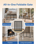 BFNN Free Standing Dog Gate, 16.5" Short Pet Gate for Stairs and Doorways, Up to 48" Wide Foldable Puppy Fence, Indoor & Outdoor Use, No Drilling and No Assembly, for Small & Toy Dogs, Black