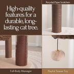 PetPals 49" High 5-Level Large Cat Tree with Replaceable Recycled Paper Rope Scratching Posts, Plush Cushions, Handwoven Basket and nest for Multi Cats, Brown and Beige